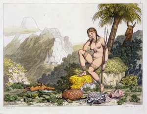 南アメリカのインド人女性、ガロガリーナ（1796-1874）による彫刻（色の彫刻） 作： Adolphe Joseph Thomas Monticelli