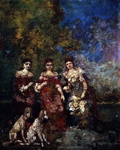 3人の女性（油彩・キャンバス） 作： Adolphe Joseph Thomas Monticelli