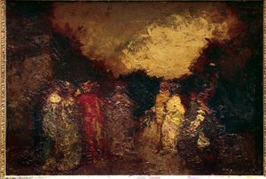 夕暮れの公園を歩く アドルフ・モンティチェリ（1824-1886）の絵画 19世紀 日0.46 X 0.64 m パリ、ルーヴル美術館 作： Adolphe Joseph Thomas Monticelli