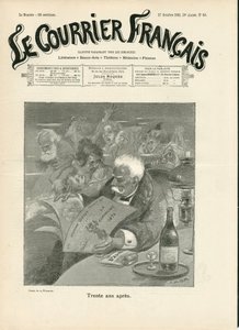 Le Courrier francais "の表紙、43号、Satirique en N & B 作： Adolphe Leon Willette