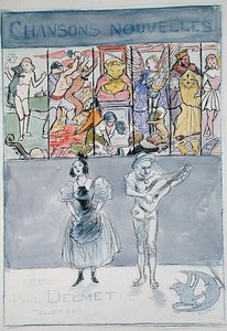 1895年頃、Henri Tellierから出版された「New Songs of Paul Delmet」のイラスト（カラーリトグラフ） 作： Adolphe Leon Willette