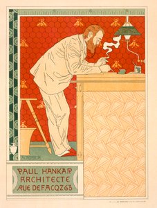 ポールハンカーの建築実践を宣伝するポスターの複製、1894 作： Adolphe Louis Charles Crespin
