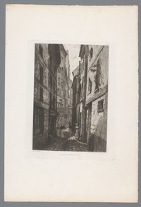 Gezicht op de Rue Saint Eloi Old Paris Rue Saint Eloi (オブジェクトのタイトル) France etsen uit 1874 (シリーズタイトル) 1874年のエッチング（連載タイトル）
