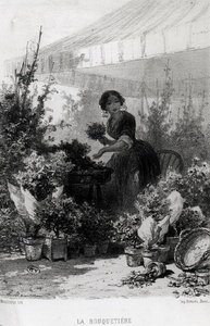 花売り」 19世紀半ば（モノクロ写真 作： Adolphe Mouilleron