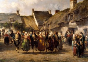 1863年のブルターニュ地方の結婚式 アドルフ・ピエール・ルルー（1812-1891）の絵画 1863年 カンペール美術館 作： Adolphe Pierre Leleux