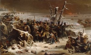 モスクワ撤退時に後衛を支援するネイ元帥 作： Adolphe Yvon
