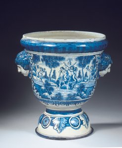 デルフト青と白のバロック様式の神話的庭園用大壺 1700年頃（陶磁器 作： Adriaen (fl.1868 d.1701) (attr.to) Kocks
