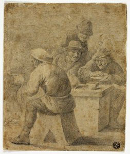 食卓につく4人の農民 作： Adriaen Brouwer
