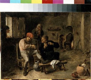 「村の酒場の情景」 (酒場の情景 (村のバイオリン奏者)) Adriaen Brouwer 作 (1605-1638 年頃) 1634-1638 Dim. 25x33.5 cm エルミタージュ美術館、サンクトペテルブルク 作： Adriaen Brouwer