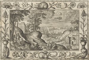 アブラハムはイサクを犠牲にする 聖書、神話、狩猟の風景（シリーズ名） 作： Adriaen Collaert