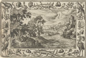 パトモス島の使徒ヨハネ 聖書、神話、狩猟の風景（シリーズ名） 作： Adriaen Collaert