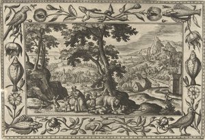 エリシャは迷惑な子供たちを呪う 聖書、神話、狩猟の風景（シリーズ名） 作： Adriaen Collaert