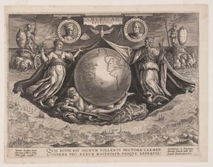 アメリカ発見』より 扉絵 作： Adriaen Collaert
