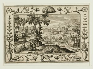 ユダとタマル、『旧約聖書と新約聖書の風景と狩猟風景』より 作： Adriaen Collaert