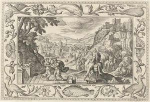 井戸のリベカとエリエゼル 聖書、神話、狩猟の風景（シリーズ名） 作： Adriaen Collaert