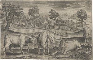牛 四つ足の動物（シリーズタイトル） Animalivm Qvaddrvpedvm (シリーズタイトル) 作： Adriaen Collaert