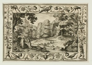 キリストの誘惑（旧約聖書と新約聖書の風景と狩猟風景より 作： Adriaen Collaert