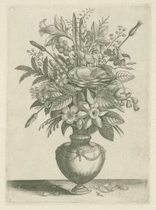 トランペット水仙を含む花瓶 フロリレギウム（シリーズタイトル） 作： Adriaen Collaert