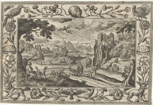 イカロスの陥落 聖書、神話、狩猟の風景（シリーズ名） 作： Adriaen Collaert