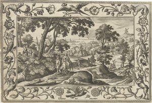 エジプトへのフライト 聖書、神話、狩猟の風景（シリーズ名） 作： Adriaen Collaert