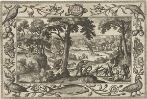 イノシシ狩り 聖書、神話、狩猟の風景（シリーズ名） 作： Adriaen Collaert