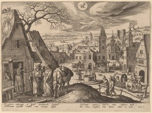 宿屋の聖母とヨセフ 作： Adriaen Collaert after Hans Bol