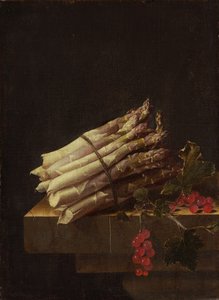 アスパラと赤スグリのある静物
