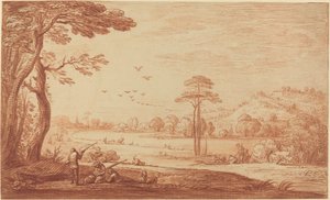 川辺で休むハンター 作： Adriaen Frans Boudewyns