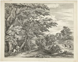 鹿狩りのある風景 作： Adriaen Frans Boudewyns