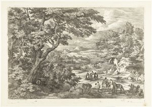 帰り道のハンターのいる風景、遠くに城 ハンターのいる風景（連載タイトル） 作： Adriaen Frans Boudewyns