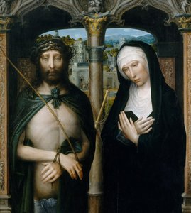 いばらの冠をかぶったキリスト Ecce Homo と喪に服す聖母 1530-40。