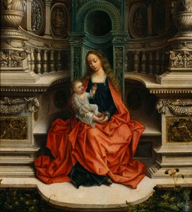 玉座の聖母子 - Adriaen Isenbrant (Adrien Ysenbrant、Ysenbrandt、Hysebrant) による絵画 (1490-1551) 作： Adriaen Isenbrandt or Isenbrant