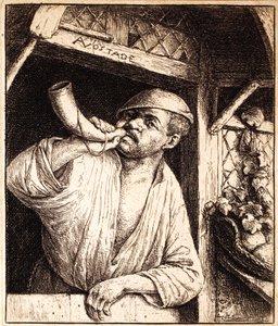 彼の角を鳴らすベイカー、1670年頃 作： Adriaen Jansz. van Ostade