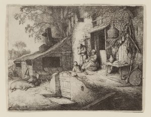 コテージドアのそば-スピナー 作： Adriaen Jansz. van Ostade