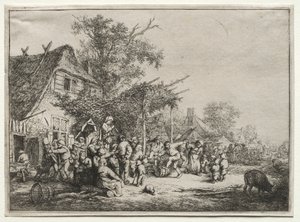 トレリスの下のフェスティバル。 作： Adriaen Jansz. van Ostade