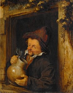 窓際の酒飲み． 作： アドリアン・ヤンス。ヴァン・オスターデ