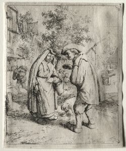 女性と会話する男性。 作： Adriaen Jansz. van Ostade
