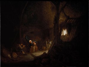 納屋の中の農民家族（油彩・キャンバス 作： Adriaen Jansz. van Ostade