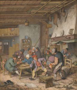 農民が飲酒、喫煙、バックギャグをするインの部屋、1678年 作： Adriaen Jansz. van Ostade