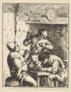 2人の喫煙者の間に立つ歌手、1610-85。 作： Adriaen Jansz. van Ostade