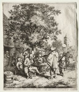 バイオリン弾きとハーディ・ガーディの少年。 作： Adriaen Jansz. van Ostade