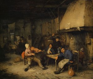 ヴァイオリン奏者と酒場での農民の飲酒、1663年 作： Adriaen Jansz. van Ostade