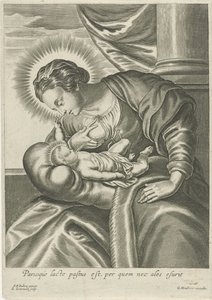マリアは幼子キリストに食事を与える 作： Adriaen Lommelin (attributed to workshop of)