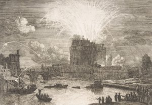 18 世紀のサンタンジェロ城のローマの花火。 作： Adriaen Manglard