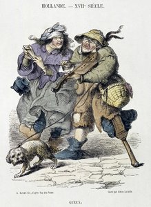 街角で音楽を奏でるグー（17世紀、オランダ）。 作： Adriaen Pietersz van de (after) Venne