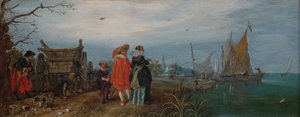 秋（会話）、1625（パネルに油彩、高さ14.6cm×幅37.2 作： Adriaen Pietersz van de Venne