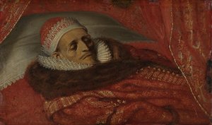 スタットホルダー王子モーリスが州に横たわっている マウリッツ (1567-1625)、オラニエ公、1625 年に横たわる 作： Adriaen Pietersz van de Venne