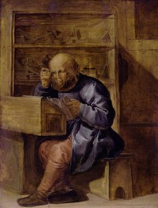 仕事中の校正者コーネリス キール、17 世紀前半 作： Adriaen Pietersz. van de Venne