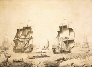 氷の中の捕鯨船 作： Adriaen or Abraham Salm