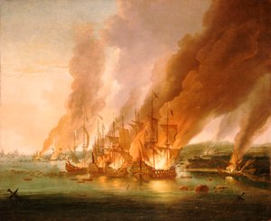 ラ・ホーグの戦い、1692年5月23日、17世紀後半（油絵） 作： Adriaen van Diest